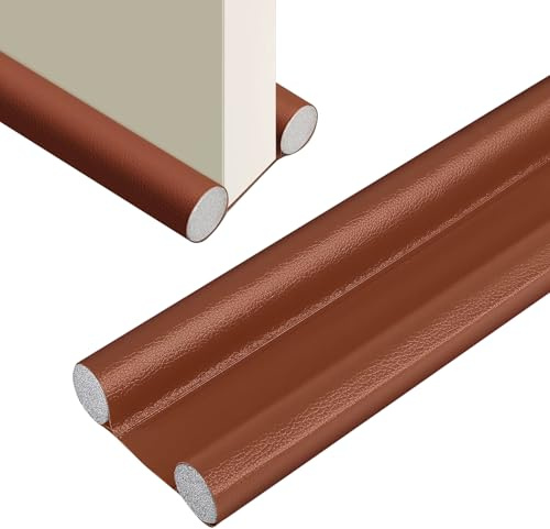 UTXN 37 Zoll/96 cm Tür-Zugluftstopper, doppelseitiger Tür-Zugluftstopper, Zugluftstopper für Türen, Verstellbarer schalldichter Zugluftstopper für die Unterseite des Fensters (braun)