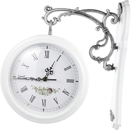 Garneck Doppelseitige Vintage Wanduhr Aus Kunststoff Geräuschlos Drehbar Für Wohnzimmer Büro Bar Dekorative Doppelseitige Uhr