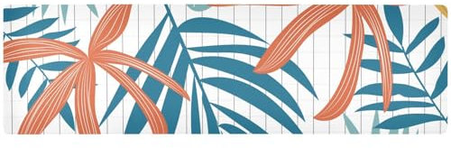 ZRWLUCKY Sottopentola antiscivolo con foglie tropicali colorate per piatti caldi, tappetino da tavolo resistente al calore e tappetino termico impermeabile per cottura con cuscinetti caldi, 90 x 30 cm