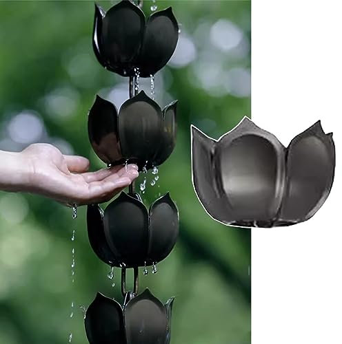 GAPECHNG Kunststoff-Regenkette Für Dachrinnen, Abs-Regenketten Für Fallrohre, Regenfänger Für Den Außenbereich, Lotus-Regenwasserumleiter Für Gartendekoration, 8/8,5/9,2 Fuß/4M/11.8Ft