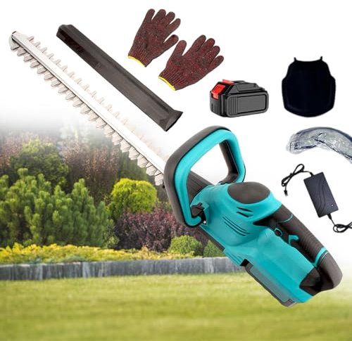 pealiritansemen Taille-Haie sans Fil, Taille-Haie Portatif Léger, Lame À Double Tranchant De 48 Cm, Taille-Haie De Jardin pour Tailler Les Haies, Les Arbustes Et Les Plantes De Bordure,1battery