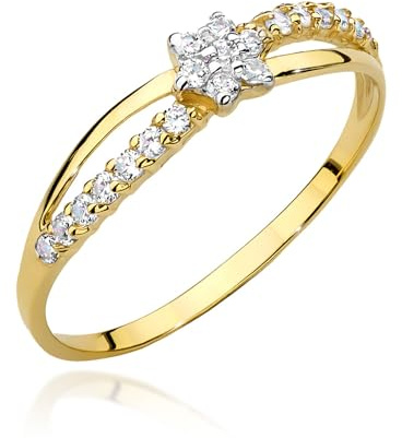 MARKO Goldener Damenring 333 Gold (8 Karat) mit Zirkonia – Eleganter Blüten-Ring im Blumen-Design – Zarter Goldring als Geschenk für Frauen & Mädchen