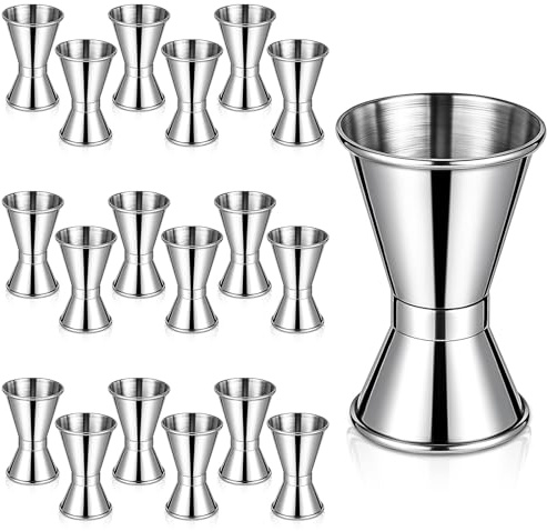 JJUNW 18 Pcs Jigger for Bartending Cocktail, 1/2oz 1 oz Stainless Steel Cocktail Jigger Bartender Supplies for Home Bar Drink Kitchen Bartender Tools