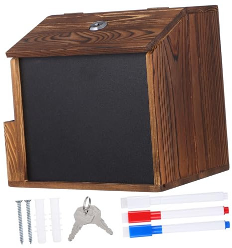 Boîte à Suggestions en Bois Marron Verrouillable avec Fente