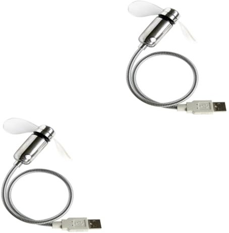 Holibanna 2 Ventiladores USB Recargables Reloj USB Portátil Con LED Para Escritorio Luminosos Mini Ventiladores USB Portátiles Con Luz LED Reloj USB Aspas De Pvc