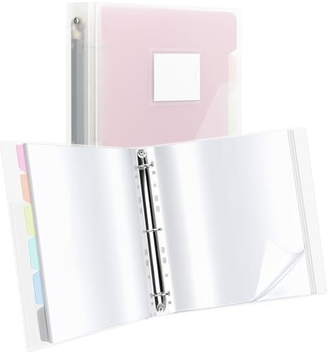 Uquelic Präsentationsbuch, Ringbücher mit 50 klarsichthüllen A4 glasklar (50 Mikron) und 6 Macaron-Farbe PP-Trennblättern, Ordner Organizer für Dokumente, Urkunden, Portfolio, Transparente