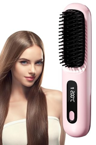 Cepillo De Caliente,Estilizador Secador Para Cabello Con Volumen | Plancha Sin Cable 3 Modos Pantalla Táctil Para Mujeres Estilizado Rizado Viaje Hogar Volumen Desenredar