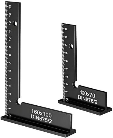 RAYAKT Lot de 2 équerres de butée à 90° avec dimensions 100 x 70 mm et 150 x 100 mm – Pour travaux précis dans la construction métallique et l'atelier