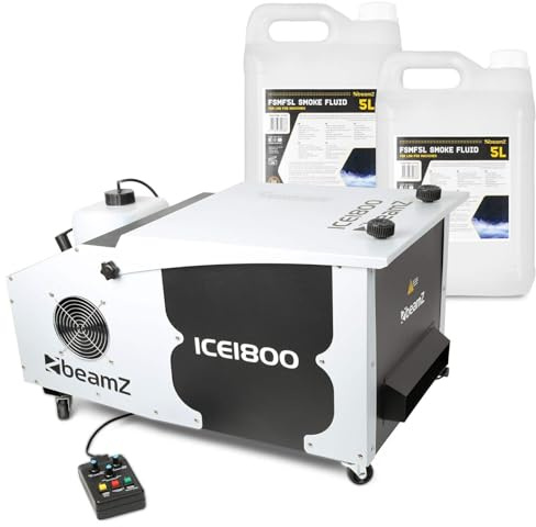 BeamZ ICE1800 MKII Bodennebelmaschine - Low Fog Machine inkl. 10 Liter Nebelfluid, 1800 Watt Bodennebler, Rauchmaschine, Boden Nebelmaschine für Hochzeiten, Konzerte, Bühnenveranstaltungen und Partys