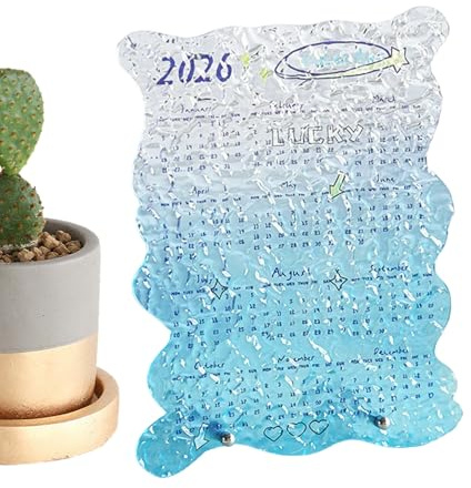 Kalender 2026, klar akryl konstnärlig planerare - 12 månader med månadskalender, för, sovsal, sovrum, studie, planering, schemaläggning, organisation,