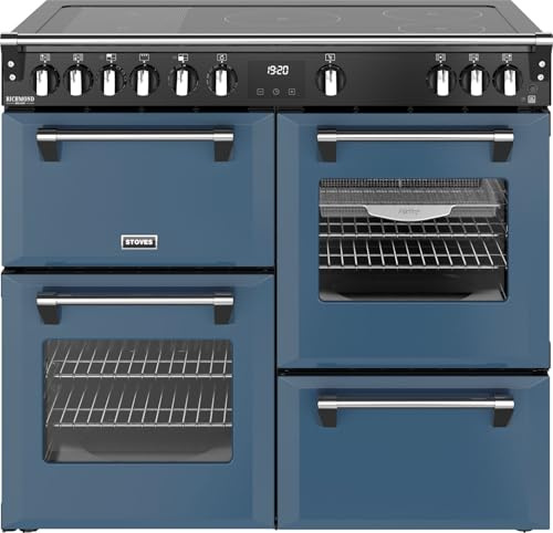 Stoves Richmond Deluxe 100Ei 100cm wide Electric Range Cooker with Induction Hob - Twilight Blue - A Rated