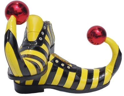 Zapatos de payaso, divertidos, con rayas de circo, para Halloween, circo, máscaras, cosplay, carnaval clon, rendimiento, botines para espectáculos, fiestas de carnaval, amarillo, 40 EU
