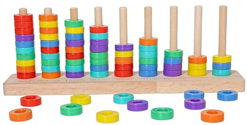 Kids Stacking Toys – Educational Rainbow Ring Game, Shape Matching & Sensory Play | Holzspielzeug Zum Sortieren Von Farben, Stapeln, Lernen Von Puzzles, Regenbogenringen, Spiel, Sensorisches Spielzeug