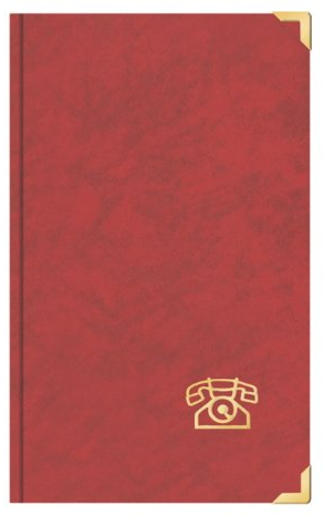 Telefonbuch Adressbuch ca. DIN A5 mit Messingecken rot