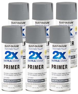 Rust-Oleum 334017-6PK Painter's Touch 2X Ultra Cover Primer Spray, 12 oz, Flat Gray, 6 Pack