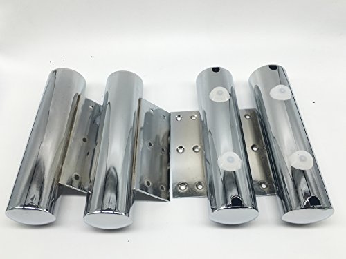 4 x FURNITURE FEET METAL FURNITURE LEGS CHROME FINISH FOR SOFAS, CHAIRS & BEDS LENGTH 15 CM HEIGHT 4 CM