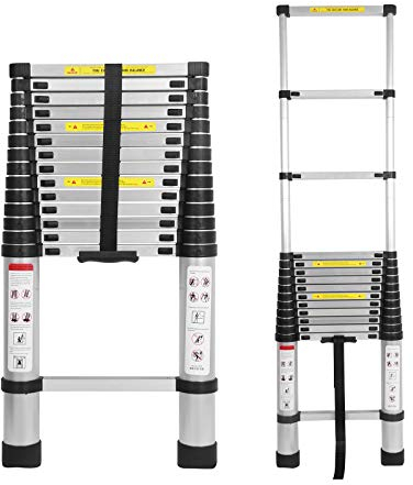 Échelle télescopique multifonction de 4,4 m - En aluminium - Antidérapante - Extensible - Robuste - Charge maximale : 150 kg