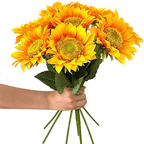 XIYUANKünstlicheSonnenblumen – StraußeSonnenblumen in Gelb 43 cm Blumensträuße–künstliche BlumenfürHeimdekoration, Sonnenblumen-Dekoration, Küche, Hochzeit, Blumensträuße,