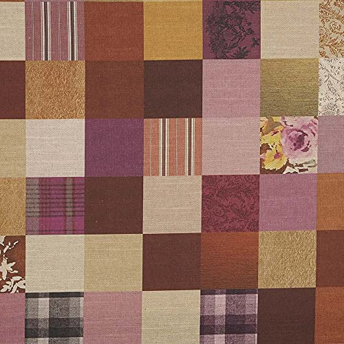 Kt KILOtela - Tessuto di tela stampata digitale, Half Panama, Oeko-Tex Standard 100, 100 cm di lunghezza x 280 cm di larghezza, quadretti patchwork, rosa, caldaia, marrone, lilla, 1 metro