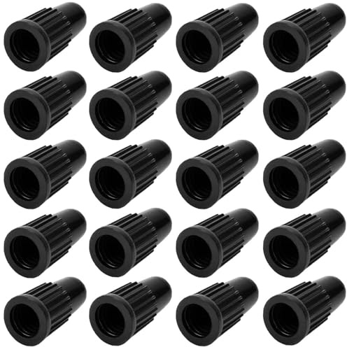 Black Presta Valve caps Plastic Bike tubeless tire caps air dust stem Covers - Used on Presta French valves for MTB Mountain Road Bike Bicycle (20 Pack)