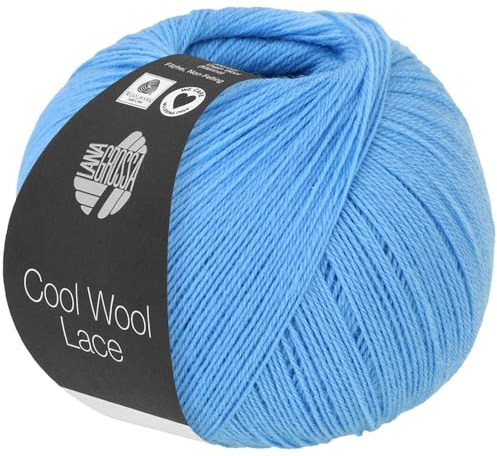 LANA GROSSA Cool Wool Lace | Extrafeine Merinowolle waschmaschinenfest und filzfrei | Handstrickgarn aus 100% Schurwolle (Merino) | 50g Wolle zum Stricken & Häkeln | 400m Garn FB 48