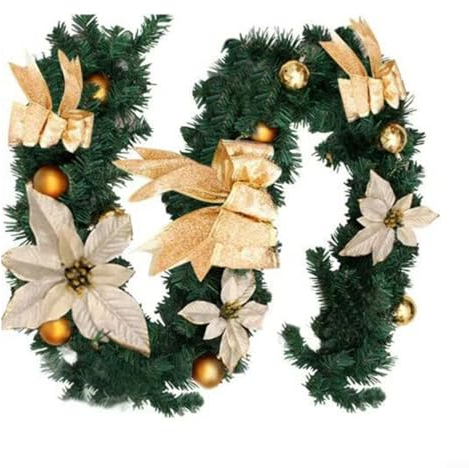 SPORTARC Weihnachtsgirlande Dekorationen, PVC Kamin Treppen Kranz Dekor, Beleuchtete Party Heimdekoration (B)