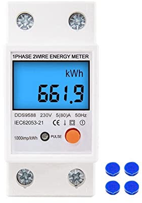 Horamekia 1 Pz 230V AC Guida Din Monofase Reset Contatore Energia Zero KWh Tensione Corrente Contatore Consumo Energetico Wattmetro Fase Reset Contatore Energia Zero