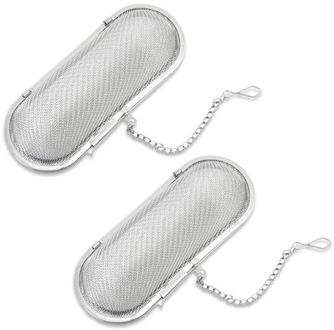 2 Piece Oval Strainer, Tea Strainer with Chain, Stainless Steel Tea Infuser, Soup Bag Strainer, Metal Tea Strainer, Herb Spice Strainer