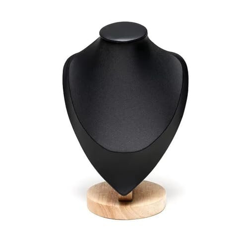 WLIHDB Schmuckbüste 2pc Holz Mannequin Büste Halskette Display Stand Porträt Modell Hals Anhänger Schmuck Lagerung Rack Halter Fenster Vitrine Requisiten Samt Schmuckständer Für Halsketten(Black,M)