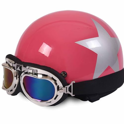 Mezzo Jet e Demi-Jet Moto retrò Casco Cromwell Scodella Portatile DOT/ECE Omologato Mezzo Elmetto da Moto retrò per Uomo Donna Biker Cruiser Scooter Touring 2,L=54-60cm