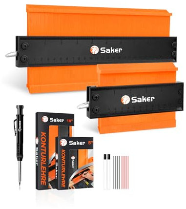 Saker Set di calibri per contorni, 25 + 12 cm, regalo di Natale per papà, uomini, artigiani, penne in legno, strumenti di misurazione e marcatura precisi per fai da te, falegnameria e lavori di