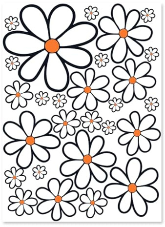 KEQAR 27 adesivi margherita per auto, moto, caschi, computer portatili e qualsiasi superficie piana fiori adesivi