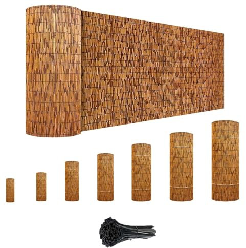 Valla De Caña Natural Brezo Ocultacion Mimbre Rollo 120x600 100x400 140x300 160x600 80x900 60x500cm Cañizo Ocultacion Rollo Protector Visual Y Privacidad para Balcón, Patio Y Jardín.