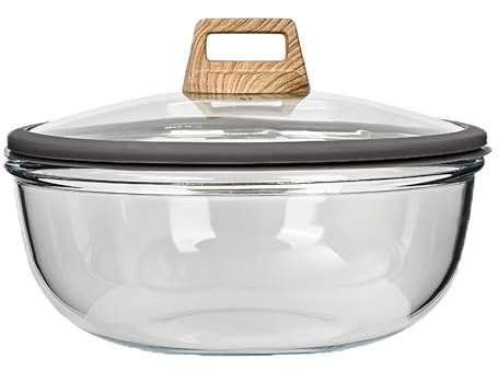 CompadreBol Glass Bowls with Lid & Silicone Edges, 30cm Kitchen Mixing Bowl, Snack Bowls, Oven-Safe, Microwave-Safe