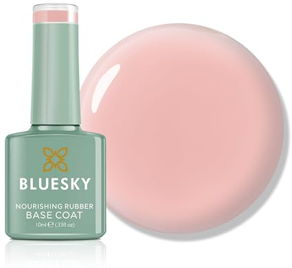 Bluesky Rubber Base Coat 10ml – Girl's Secret - BNR08, Base Gel for Nails, Strengthening Gel Base Coat for 21 Day Manicure, LED UV Lamp Required