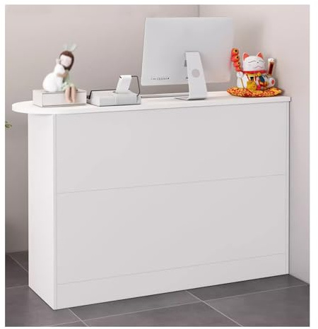 QWEASDF MOSTRADOR de Recepción y Oficina,Receptor con cajones, mostrador de recepción, mostrador de Oficina,Mostradors de recepción Tiendas，Mesa De Mostrador Hotel(White,L100CM/L39.3in)