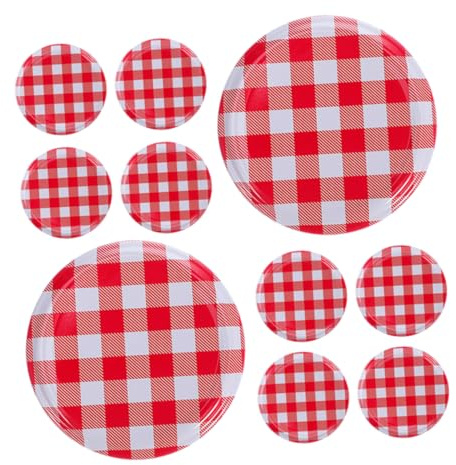 Healifty Glass Jam Jar Lids 63mm Mason Jar Caps Metal Reusable Canning Lids 10pcs Set Suitable for Kitchen Storage and Food Preserving
