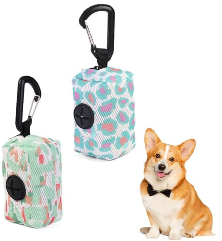 JYNXOR 2 Pièces Distributeur sac a crottes chien, Sac chien crotte, Porte Sac Dejection Canine avec Mousqueton, Supports de Sac pour Chien,Porte-Sac à Crottes Convient pour Walking, Car, Business Trip