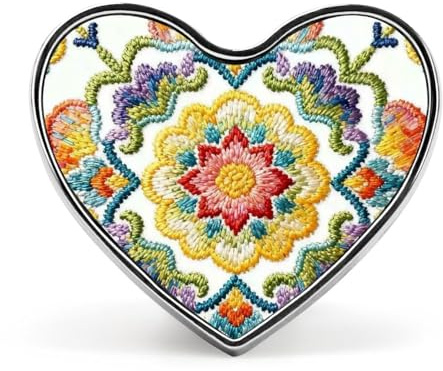 Broche cœur brodée colorée, lotus coloré pour sac à dos ou revers, broche Saint-Valentin, anniversaire