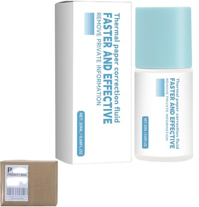 Kvittosekretess – 20 ml snabbtorkande korrigeringsvätska, fraktetikett med termiskt papper, korrigeringsvätska, snabbtorkande informationsblockerare 20 ml, bläckblockerare