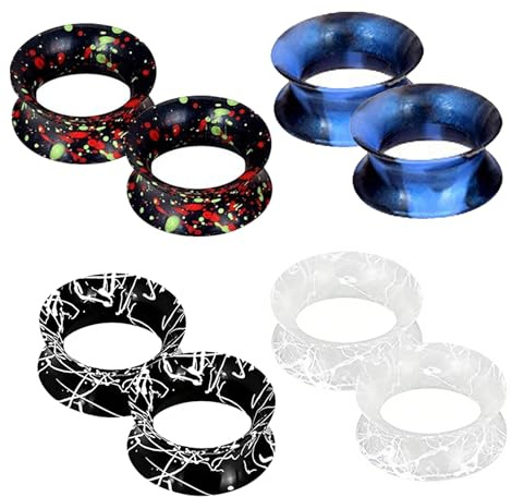 XSDSLS 4 Pairs Silicone Ear Plugs 6-20mm Tunnels Flexible Set Double Flared Expander Ear Gauges Piercing Stretching Flesh Tunnel Plugs for Men Women (Set1, 14MM)