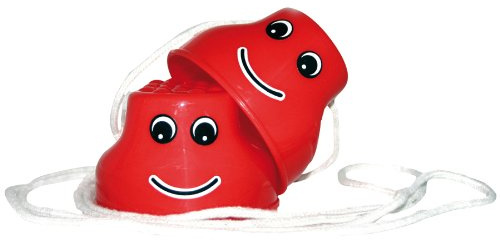 Ameisenkeks® Laufdollis Smile – Becherstelzen Set für Kinder in Rot | Balancierspielzeug aus robustem Kunststoff bis 75kg belastbar | Stelzenlauf für Garten & Drinnen ab 3 Jahren