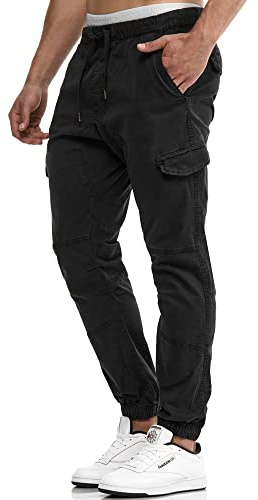 Indicode Herren Levy Cargohose aus Baumwolle mit 6 Taschen und Kordelzug | Robuste Herrenhose für Alltag und Outdoor mit 6 Taschen, flexiblem Bund, Freizeithose, Arbeitshose, Funktionshose für Männer