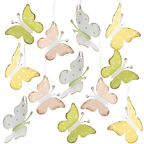 Logbuch-Verlag 12 Schmetterlinge Ostern Anhänger Osteranhänger Metall Deko zum Aufhängen Hochzeit Fest Sommerdeko 4,5 cm