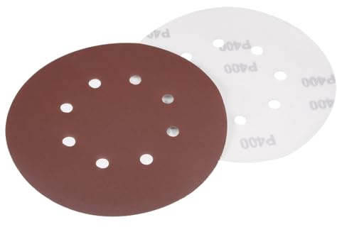 Sourcingmap 10Pcs 7 inch 8 Hole Hook and Loop Sanding Disc 400 Grit Flocking Sandpaper Random Orbital Sander Paper