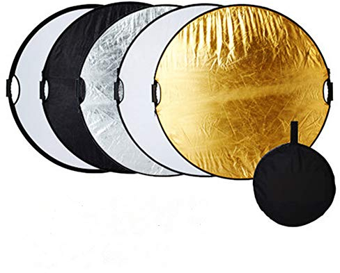 Portable 5 en 1, 60cm Translucide, Argent, Or, Blanc et Noir Démontable Multi Disc Lumière Réflecteur pour Studio ou Tout Photographie Situation
