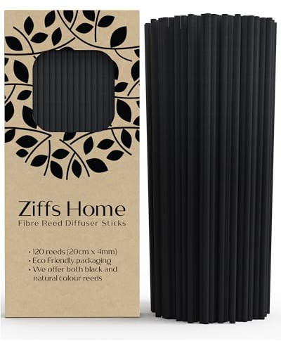 Ziffs Home® 120 Black Fibre Reed Diffuser Sticks - 20cm x 4mm - Thick Diffuser Reeds
