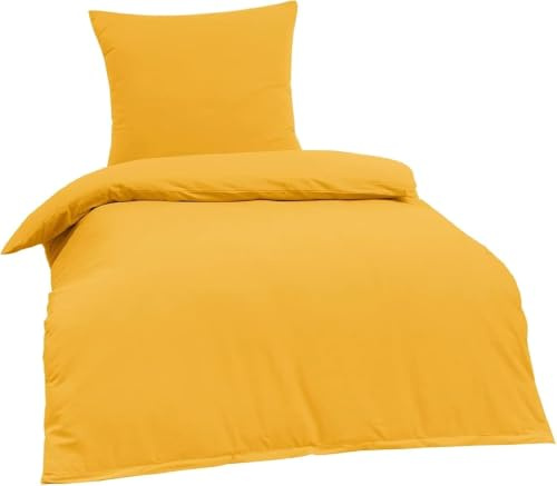 Brielle Bettwäsche aus 100% Baumwolle 135 x 200 cm - Bettwäsche-Set Biber Gelb, hohe Qualität, weich, einfarbig mit Öko-Tex-Zertifizierung