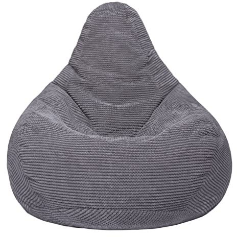 Loft 25 Pouf ergonomique d’intérieur en forme de poire à dossier haut pour adulte en tissu velours côtelé et doublure intérieure Gris anthracite
