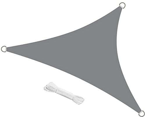 swift Sonnensegel Wasserdicht Dreieckig 5x5x5 Meter UV Schutz Polyester Wasserabweisend Dreieck 5x5x5m Sonnenschutz Balkon Garten und Terrasse, Grau
